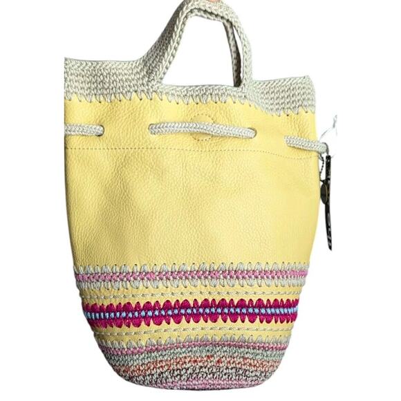 The SAK Striped Leather Crochet Backpack Yellow Seminyak Bag Purse Boho Dylan main image 5